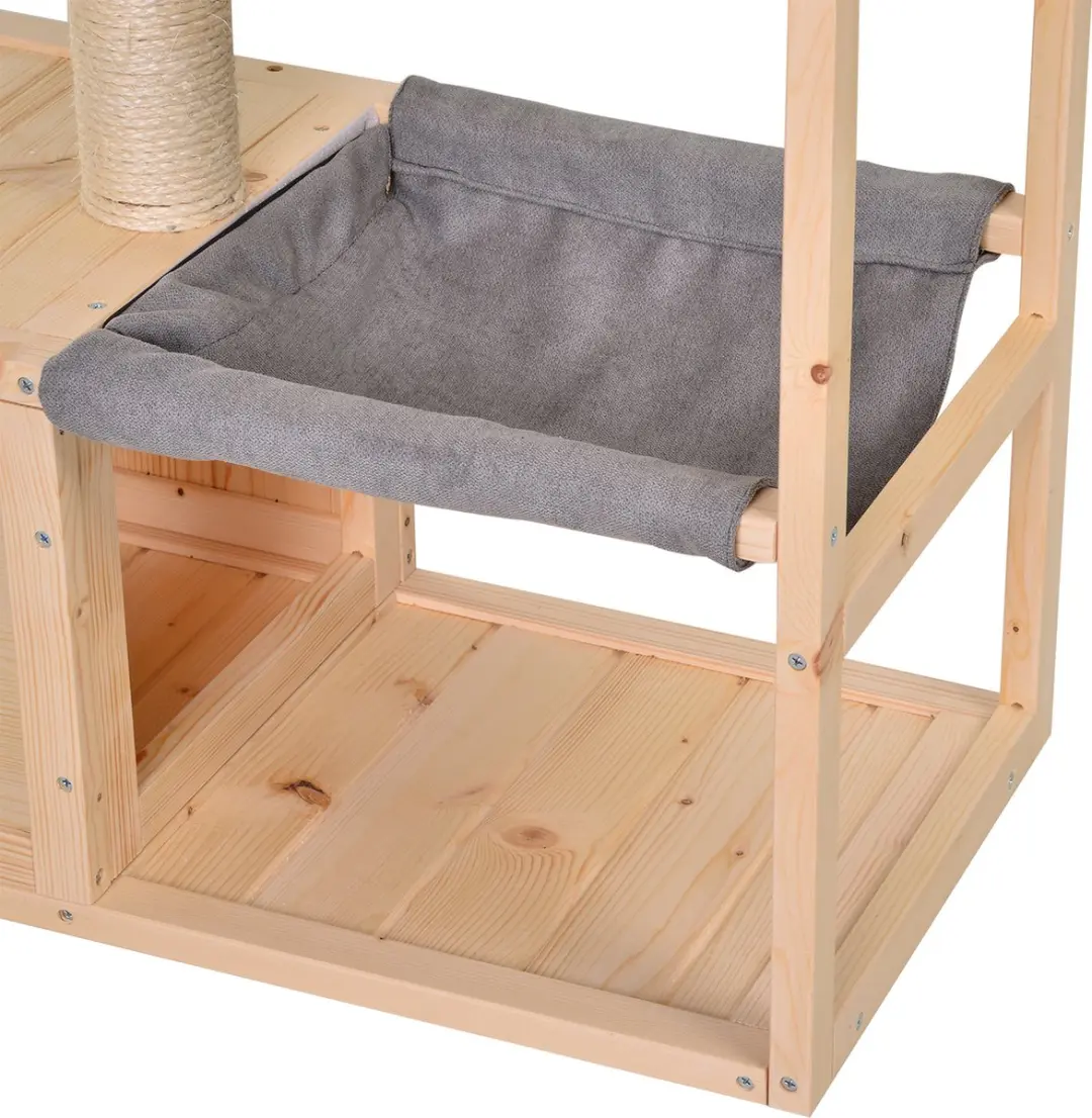 Pawhut Kattenhuis met Hangmat en Sisalstam - Natuurlijk