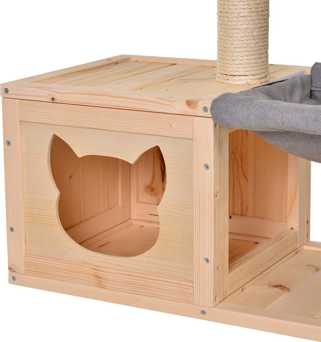 Pawhut Kattenhuis met Hangmat en Sisalstam - Natuurlijk