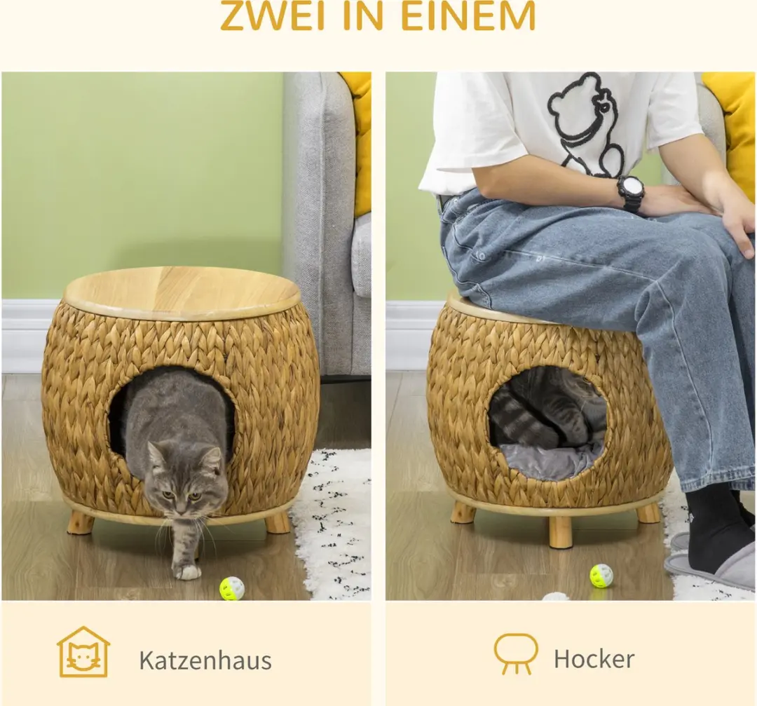 Pawhut Rotan Kattenhuis D30-528V00 - Natur