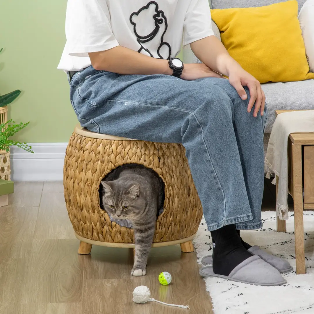 Pawhut Rotan Kattenhuis D30-528V00 - Natur