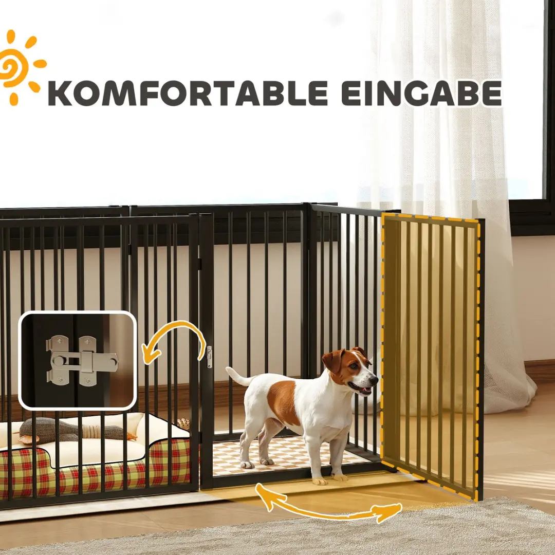 Pawhut Puppyrent 6-delig 76cm - Zwart