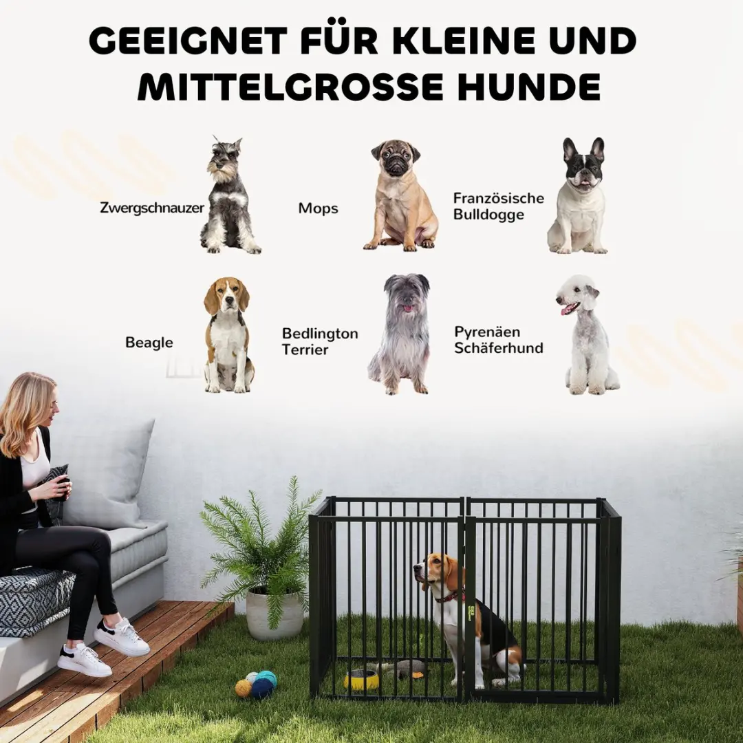 Pawhut Puppyrent 6-delig 76cm - Zwart
