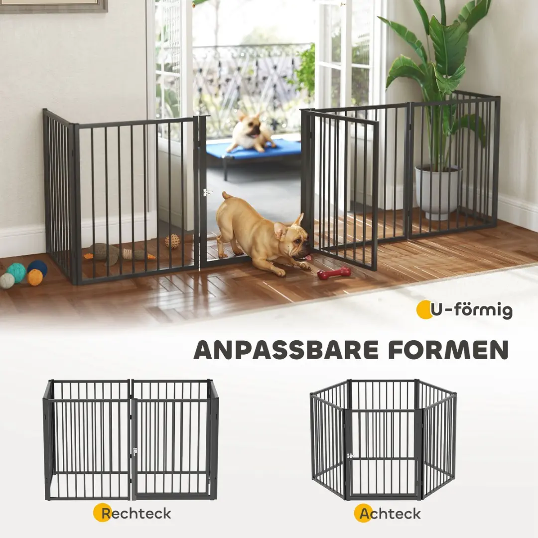 Pawhut Puppyrent 6-delig 76cm - Zwart - afbeelding 6 van 6