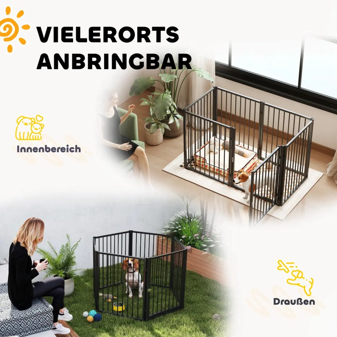 Pawhut Puppyrent 6-delig 76cm - Zwart