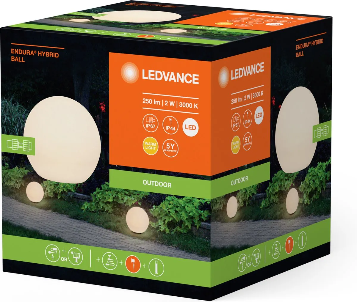 LEDVANCE Endura Hybrid Ball Buitenlantaarn 2W - 180lm - Wit - afbeelding 2 van 6