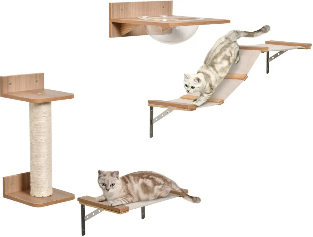 Pawhut Kattenklimmuur Lichtbruin