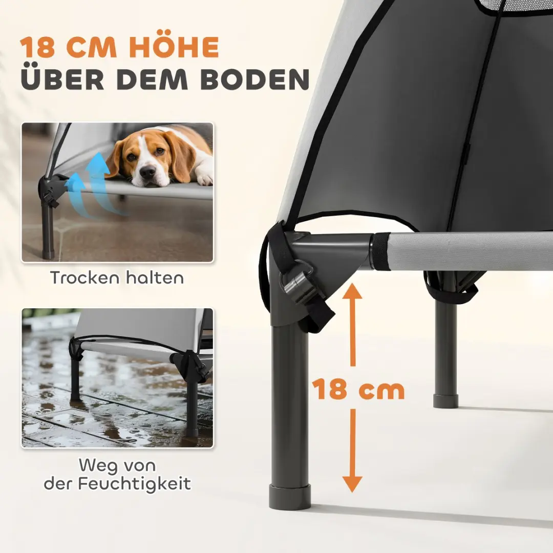 Pawhut Hundeliege Polyester - 91x76x90cm - Staal - Lichtgrijs