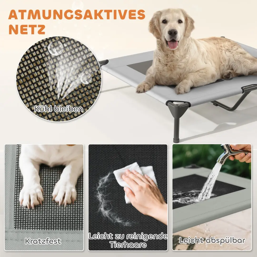 Pawhut Hundeliege Polyester - 91x76x90cm - Staal - Lichtgrijs