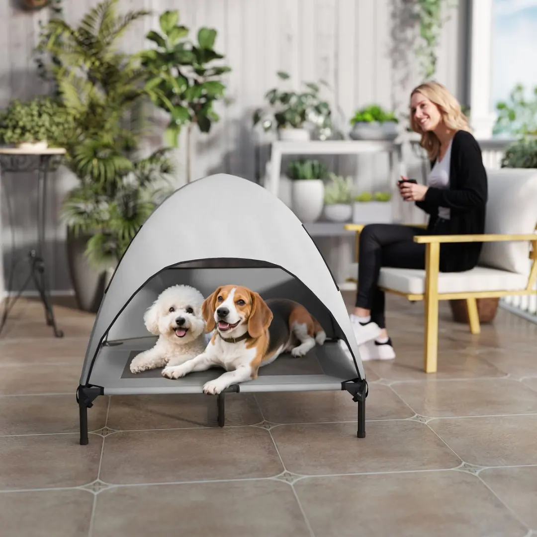 Pawhut Hundeliege Polyester - 91x76x90cm - Staal - Lichtgrijs