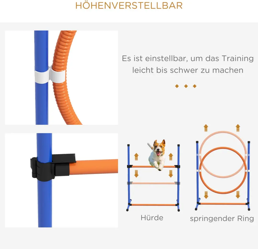 Pawhut Hunde Agility Set 4-delig - Orange/Blau