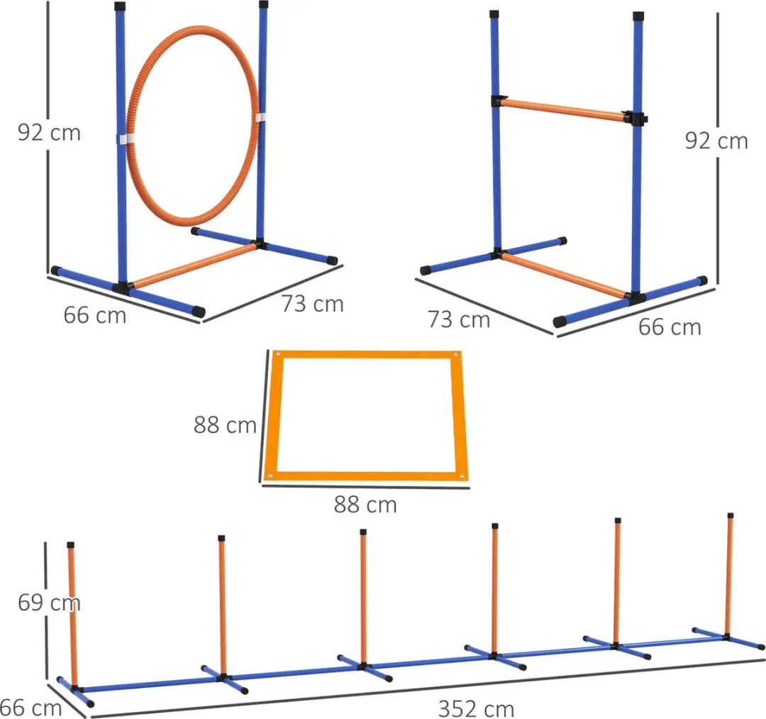 Pawhut Hunde Agility Set 4-delig - Orange/Blau - afbeelding 6 van 6