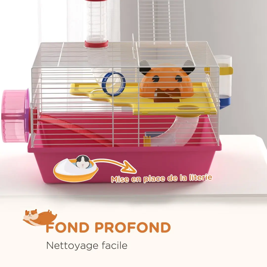 Pawhut Hamsterkooi 34x27x25cm - Roze