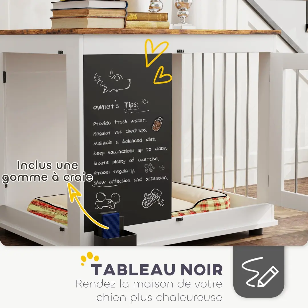 Pawhut Hondenbench Meubels 80x60x70cm - Wit