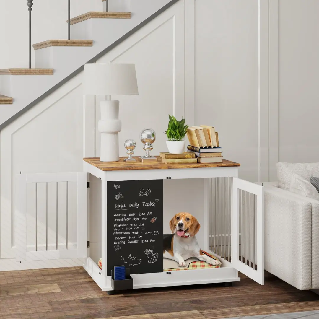 Pawhut Hondenbench Meubels 80x60x70cm - Wit