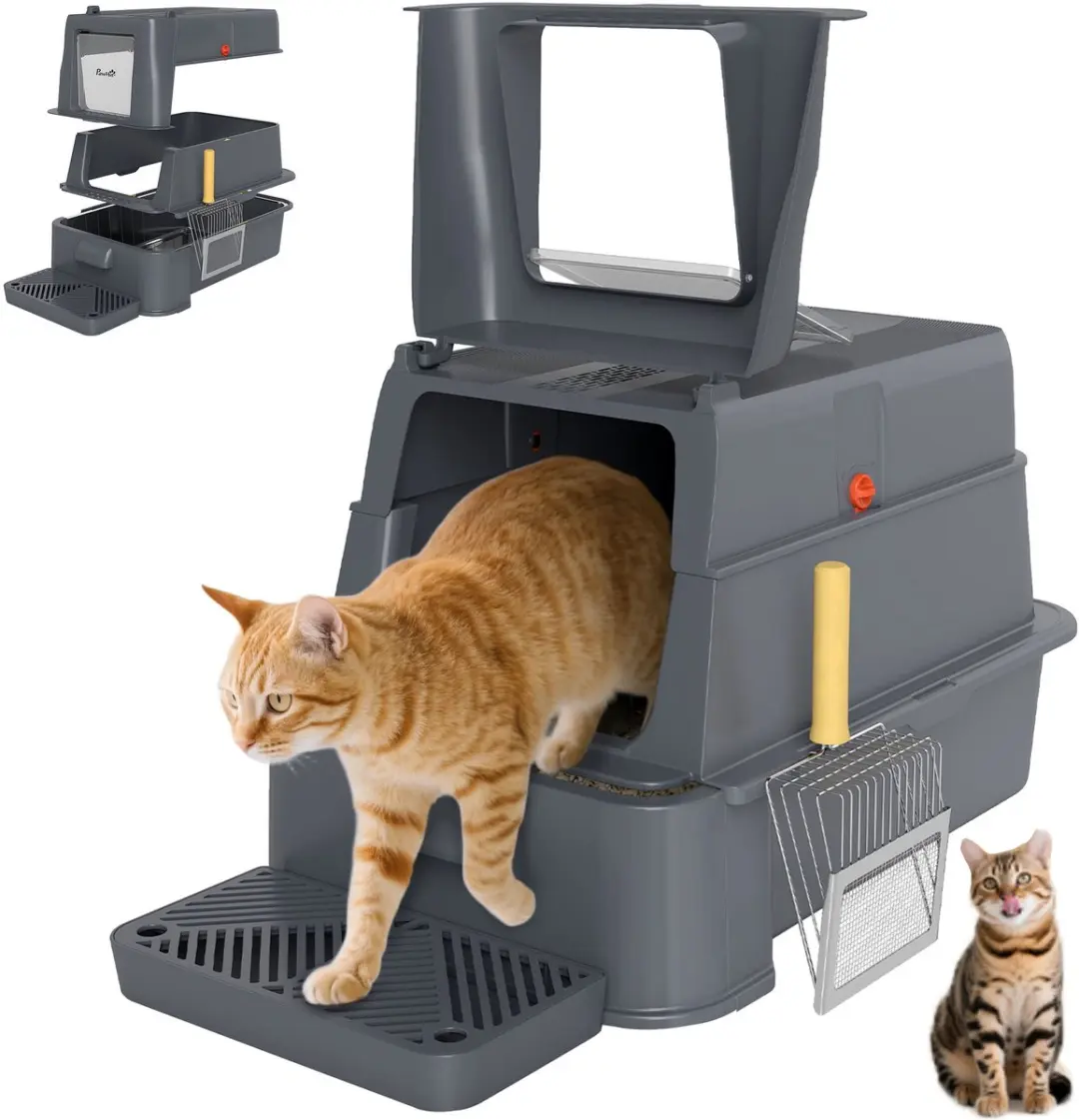 ECTEATOY Roestvrijstalen Kattenbak XL