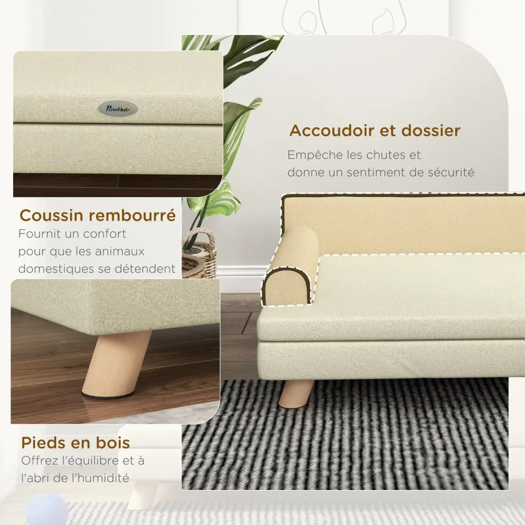 Pawhut Huisdierenbank Beige - 100x62x32cm