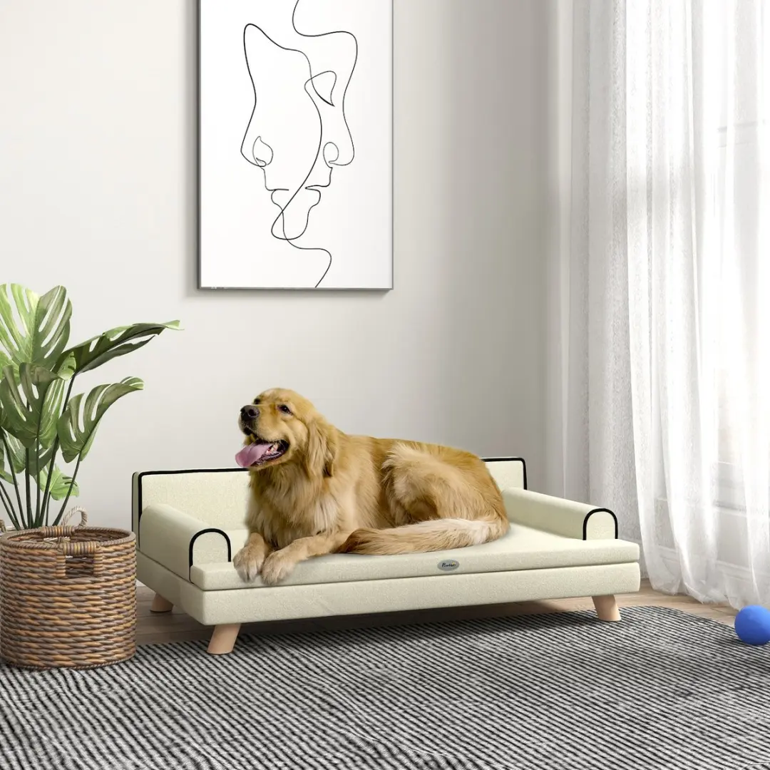 Pawhut Huisdierenbank Beige - 100x62x32cm
