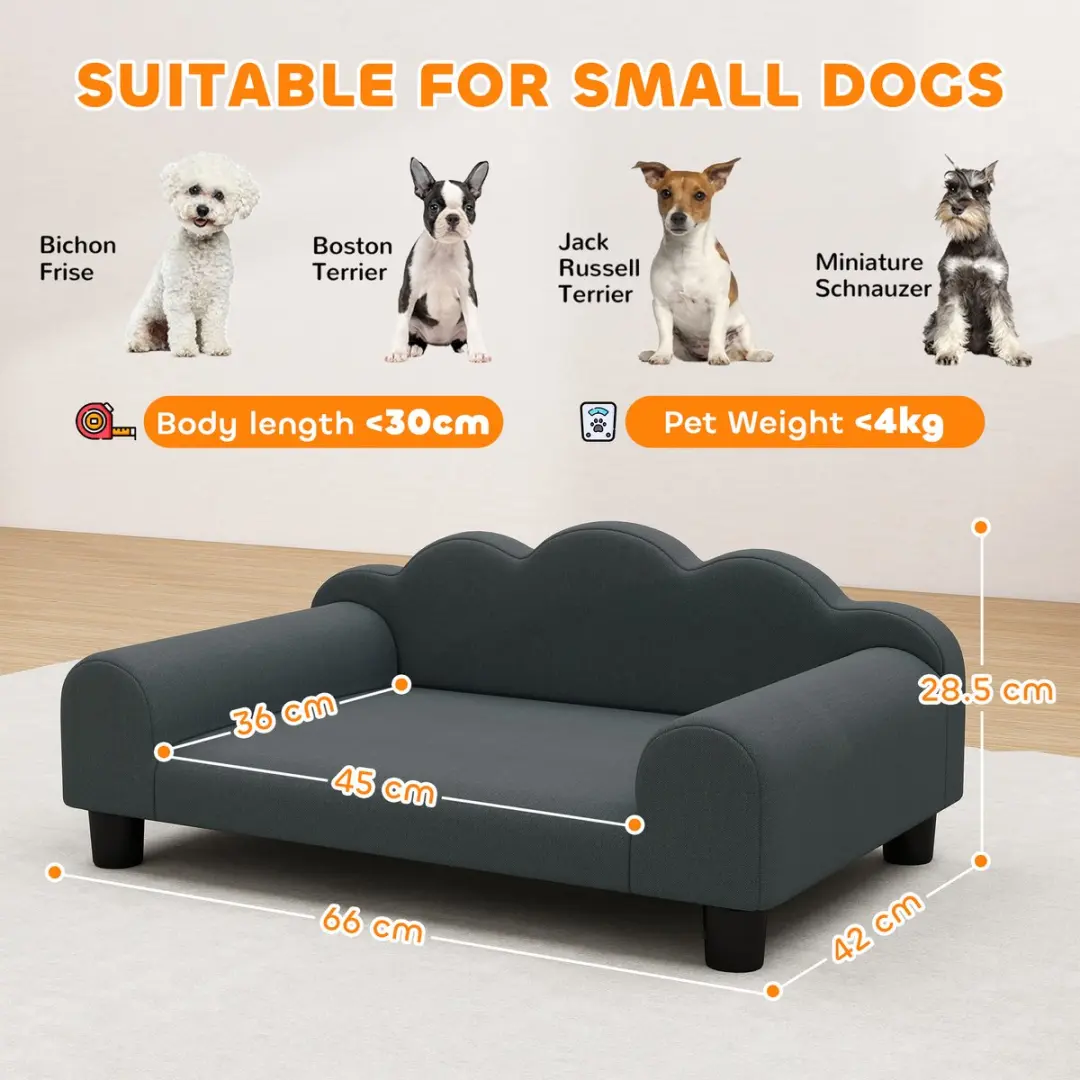 Pawhut Huisdierensofa 66x42x28,5cm - Grijs