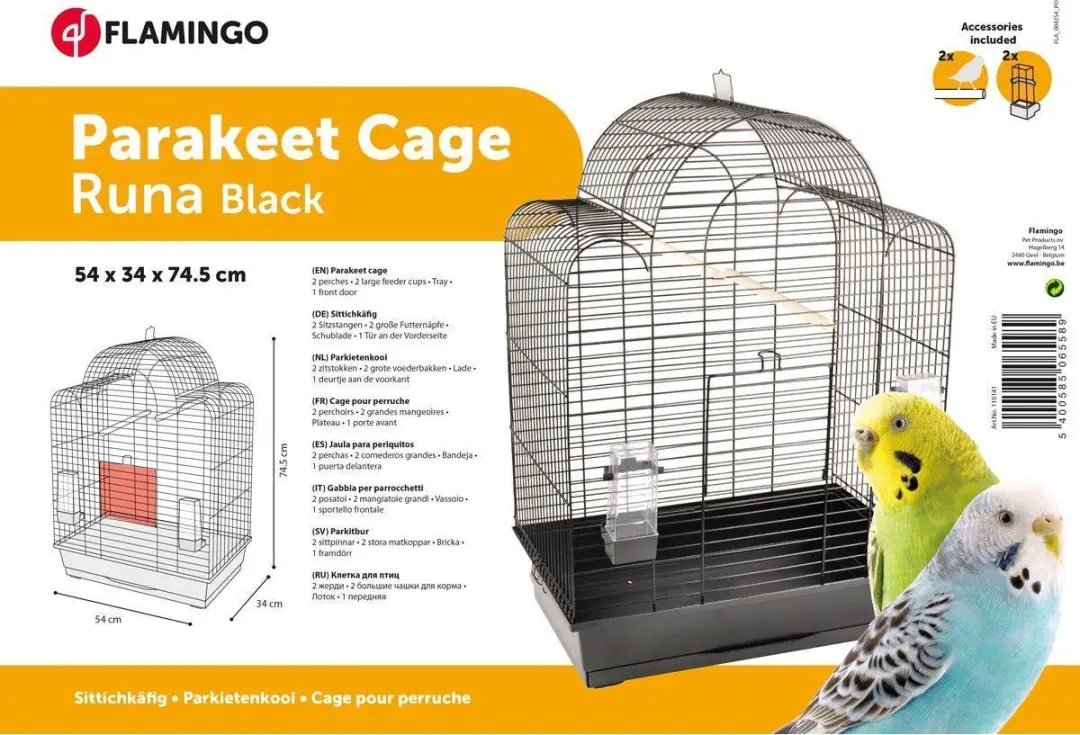 Flamingo Runa Vogelkooi - 54x34x74,5cm - Zwart
