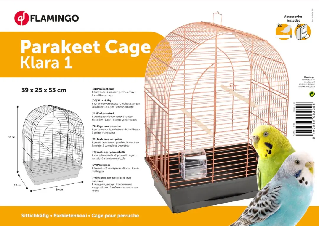 Flamingo Grasparkietenkooi Klara 1 - 39x25x53cm - Multikleur