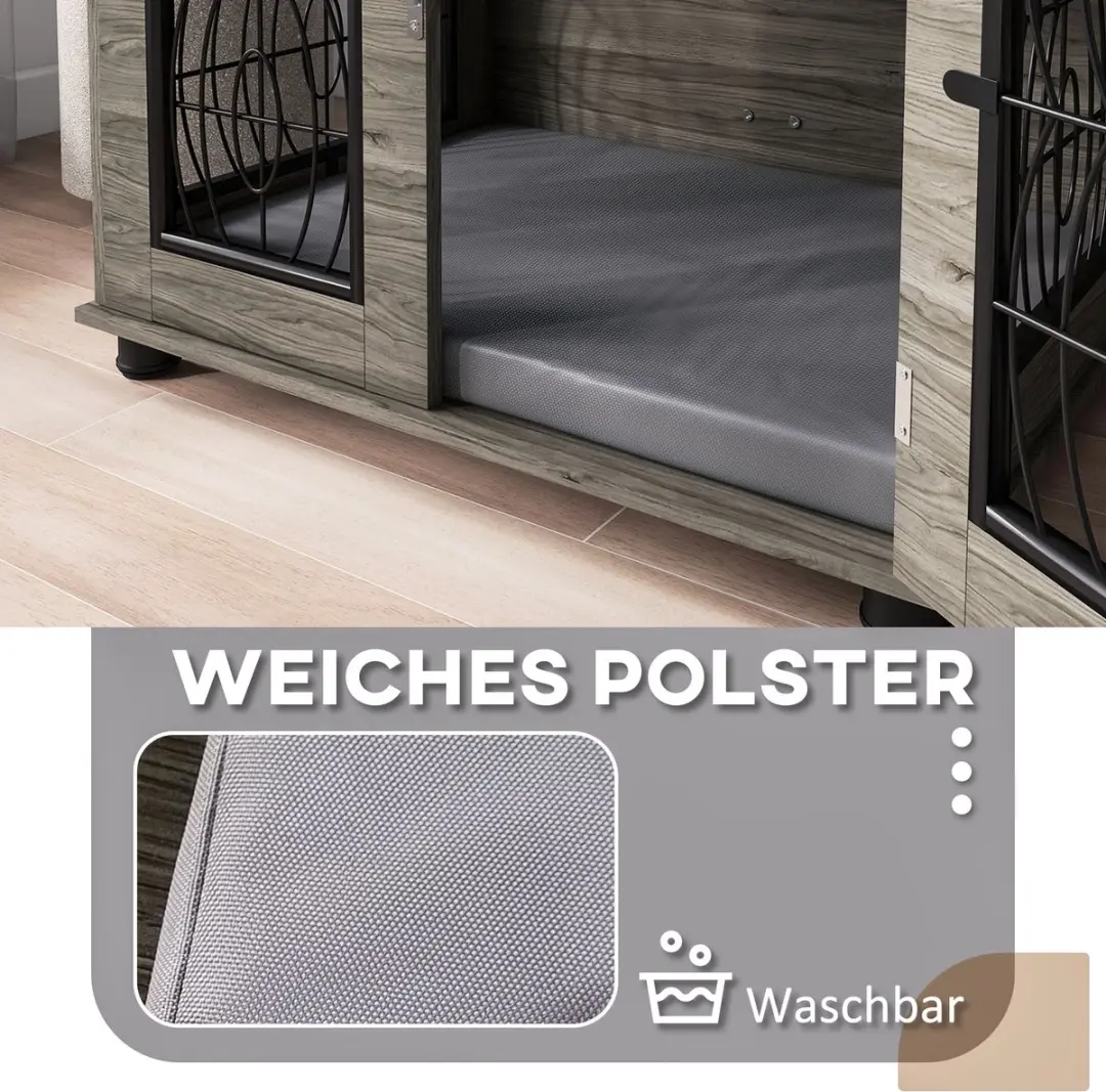 Pawhut Hundebox voor Huis - 80x56x63cm - Grijs