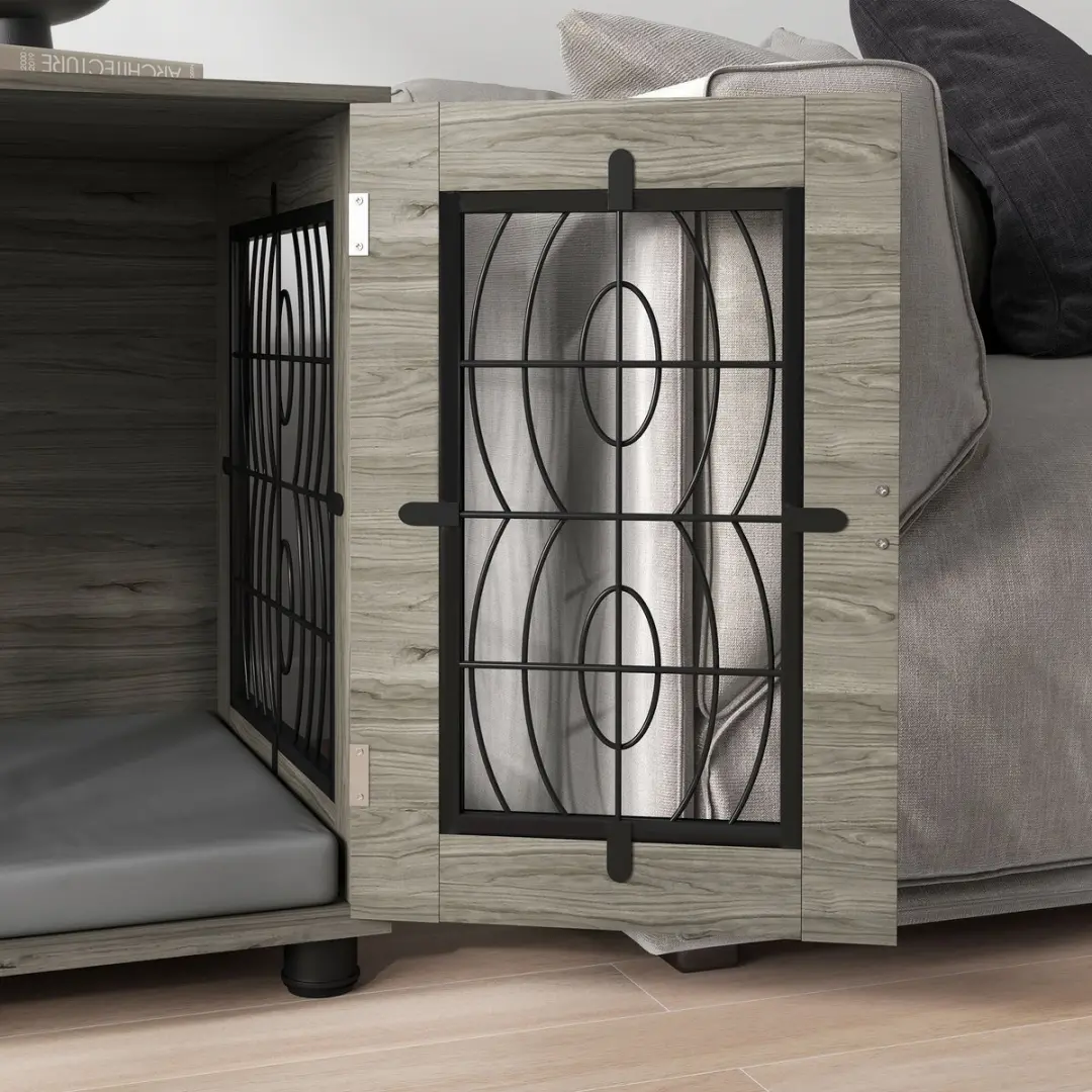 Pawhut Hundebox voor Huis - 80x56x63cm - Grijs