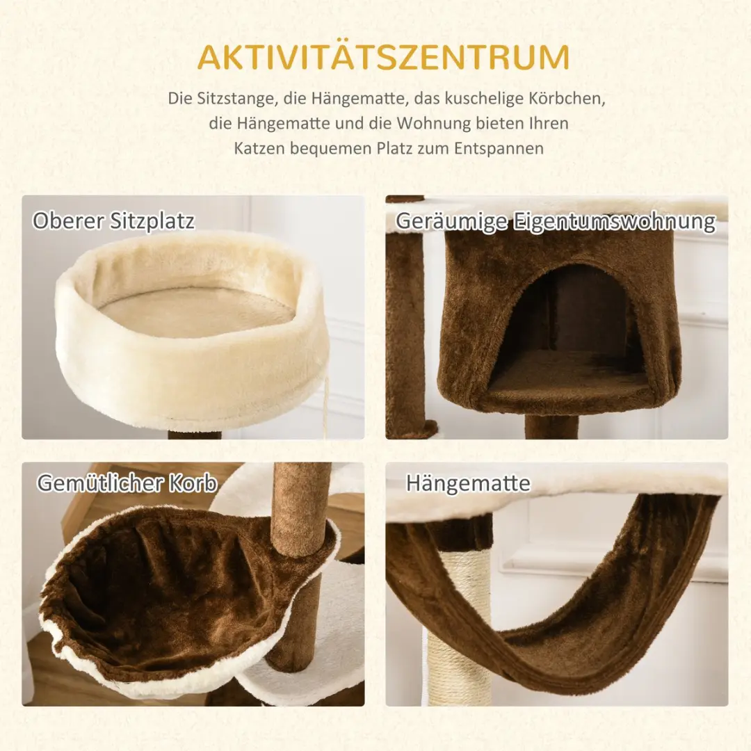 Pawhut Krabpaal Kattenboom D2-0027 - 6 Niveaus - 3 Ligplekken