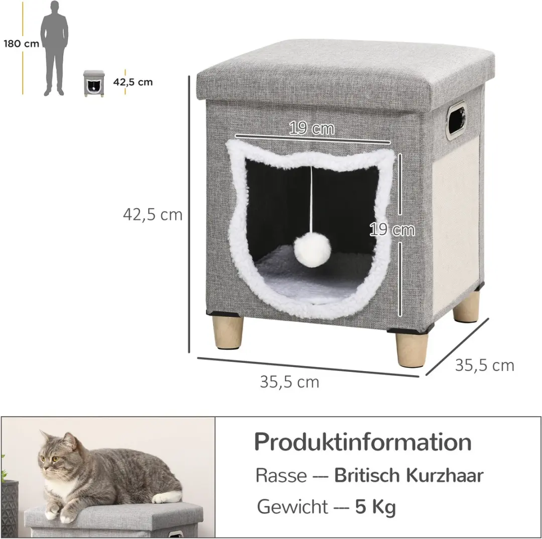 Pawhut Kattenhuis D30-679V00 - Grijs