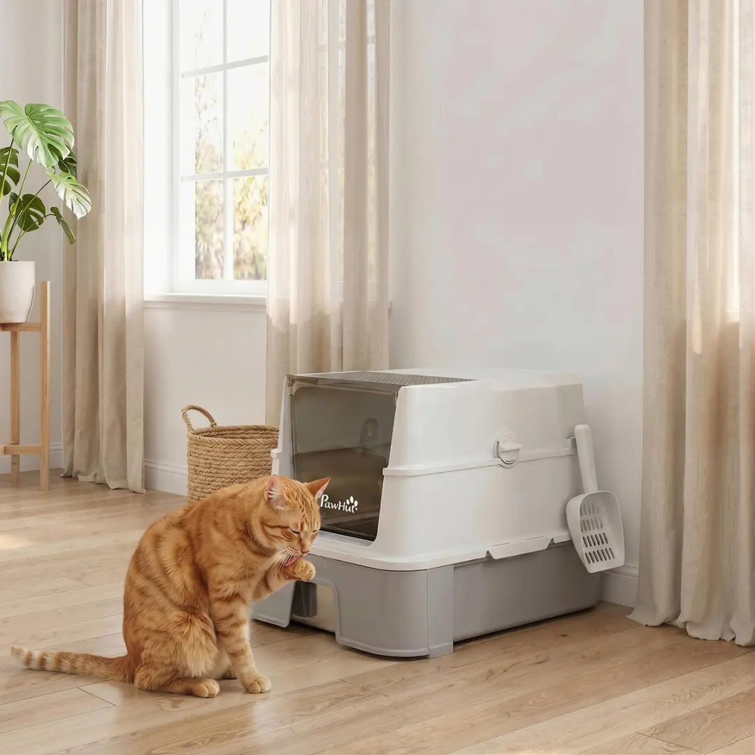 Pawhut Kattenbak 60L - ABS/Edelstahl - 60x40x45cm - Grijs
