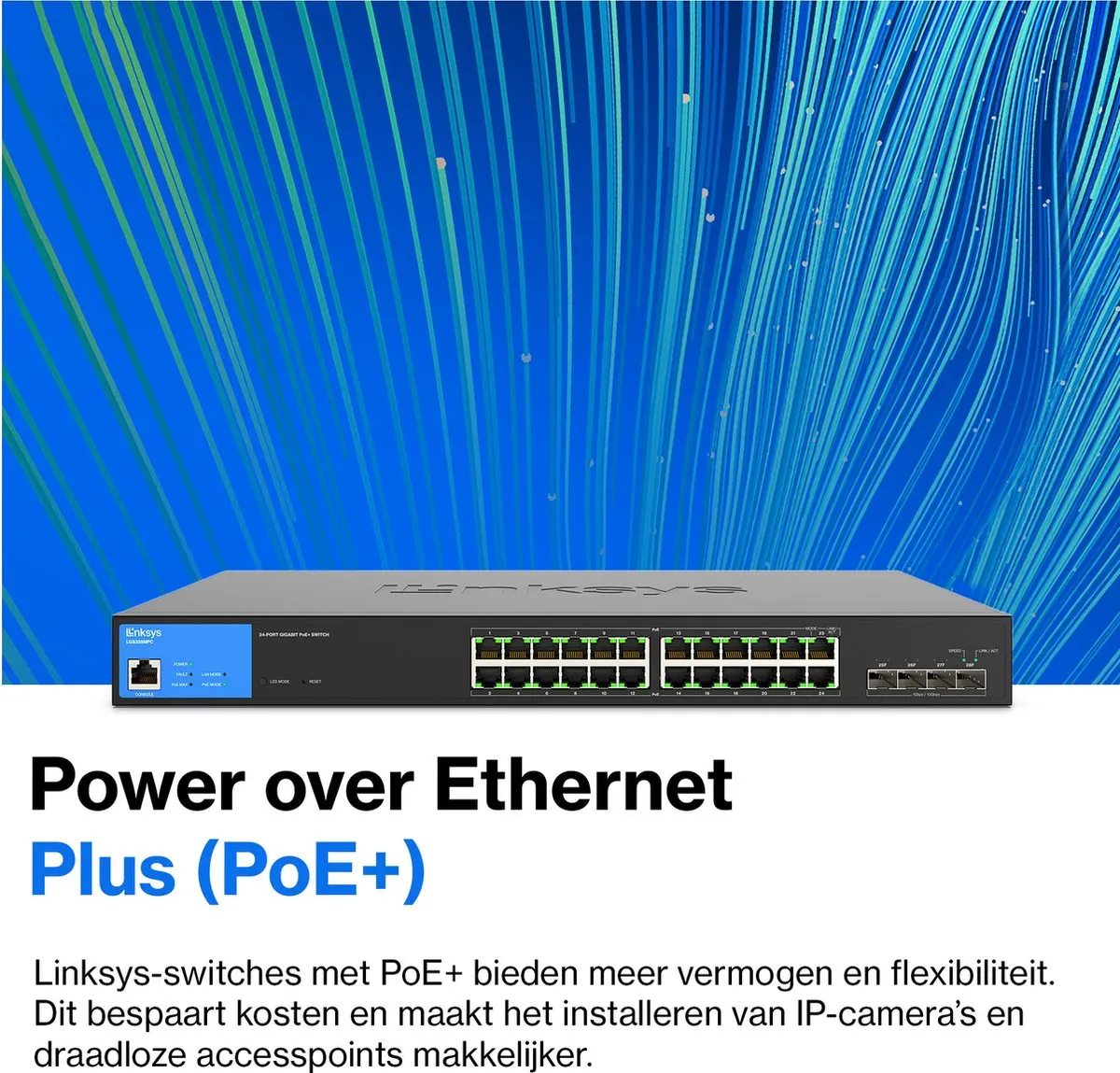 Linksys LGS328MPC - Netwerk Switch - Managed - 24 Poorten - PoE - Zwart