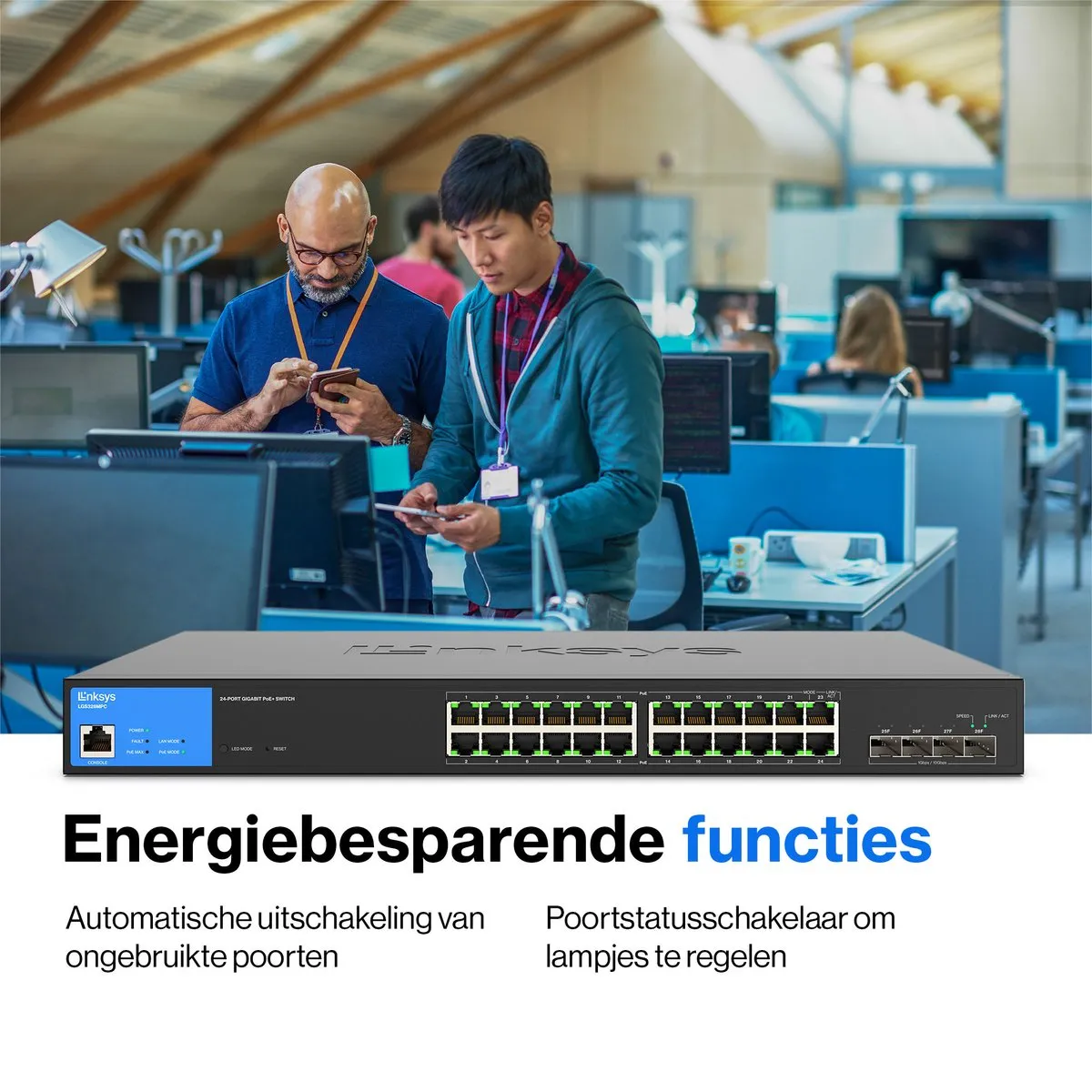 Linksys LGS328MPC - Netwerk Switch - Managed - 24 Poorten - PoE - Zwart