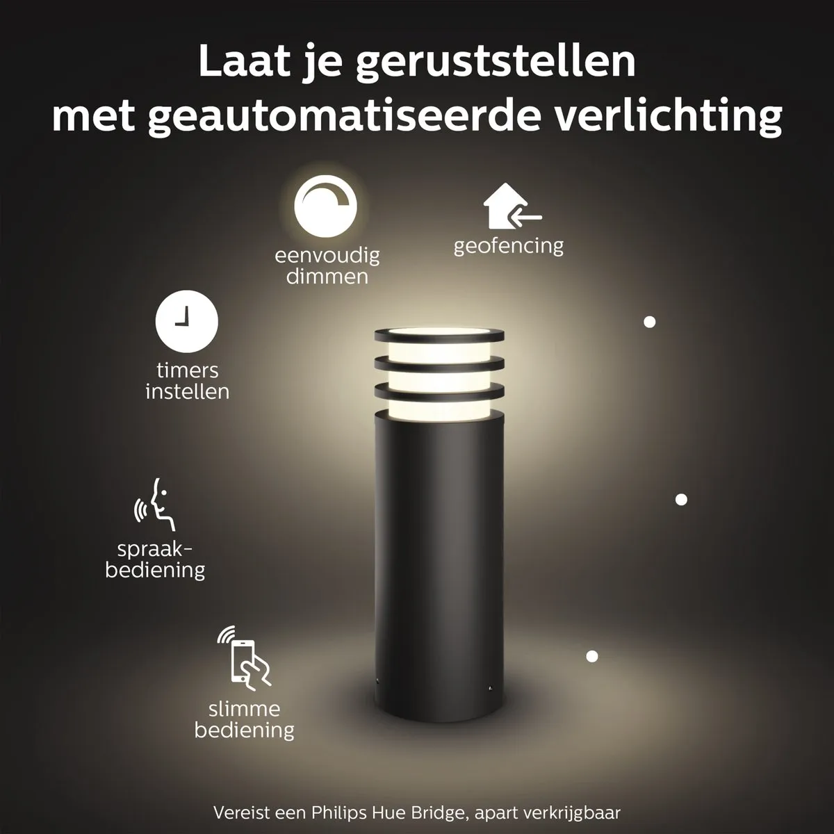 Philips Hue Lucca Sokkellamp - 9W - Zwart