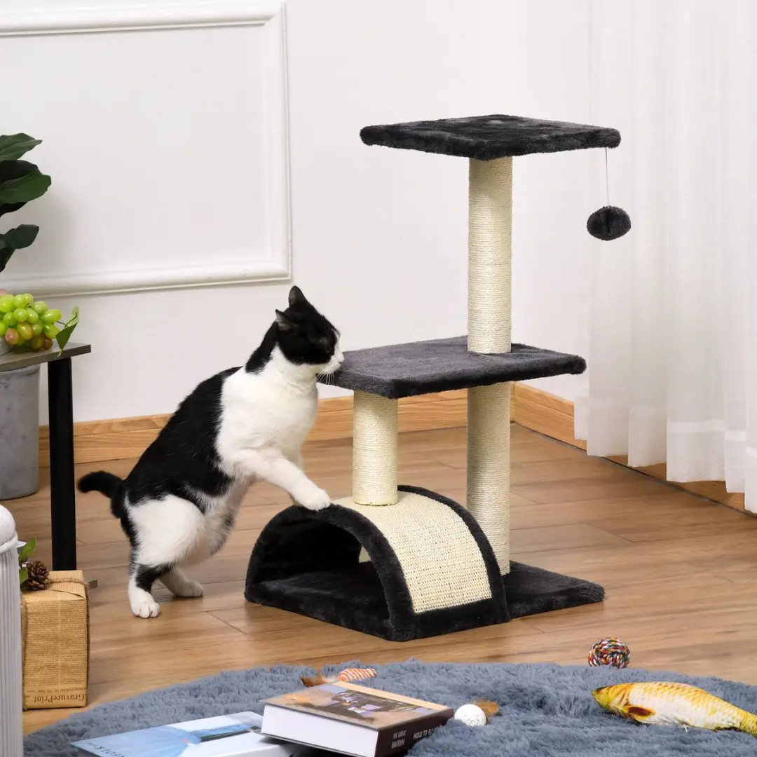 Pawhut Krabpaal Kattenboom D30-351 - 3 Niveaus - 3 Ligplekken