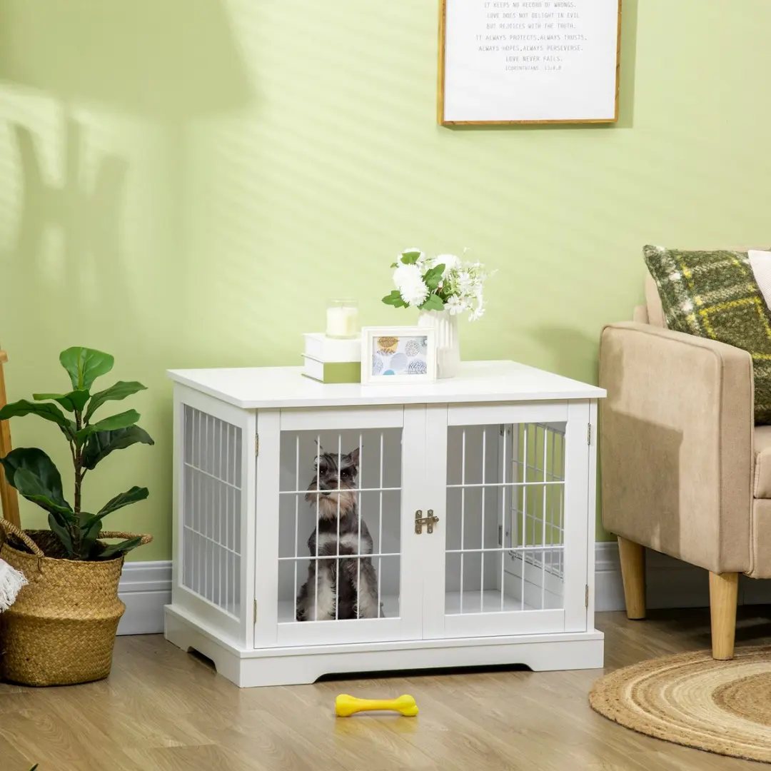 Pawhut Hondenkooi MDF 76x54,5x56cm - Wit