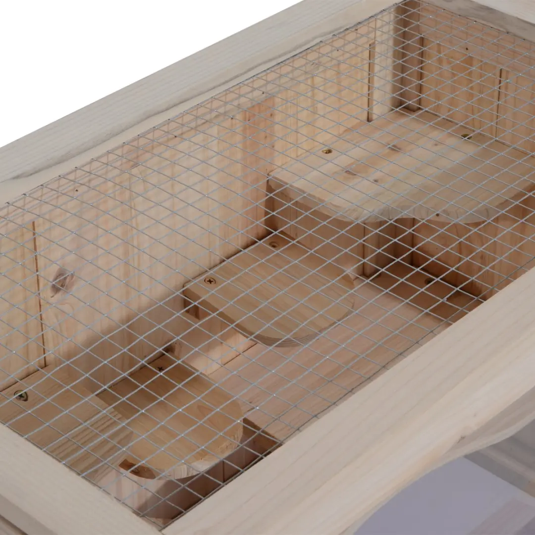 Pawhut Hamsterkooi 60x35x42cm - 2 verdiepingen - Natur