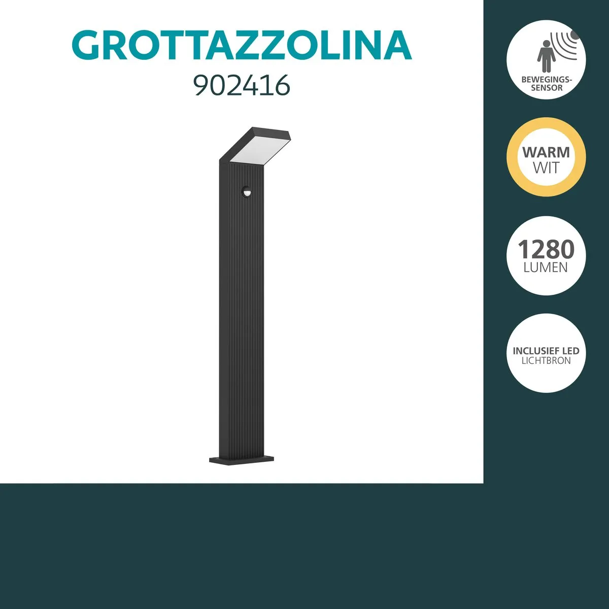 Eglo Grottazzolina Staande Lamp Sensor LED 10W - Zwart/Melkkleurig
