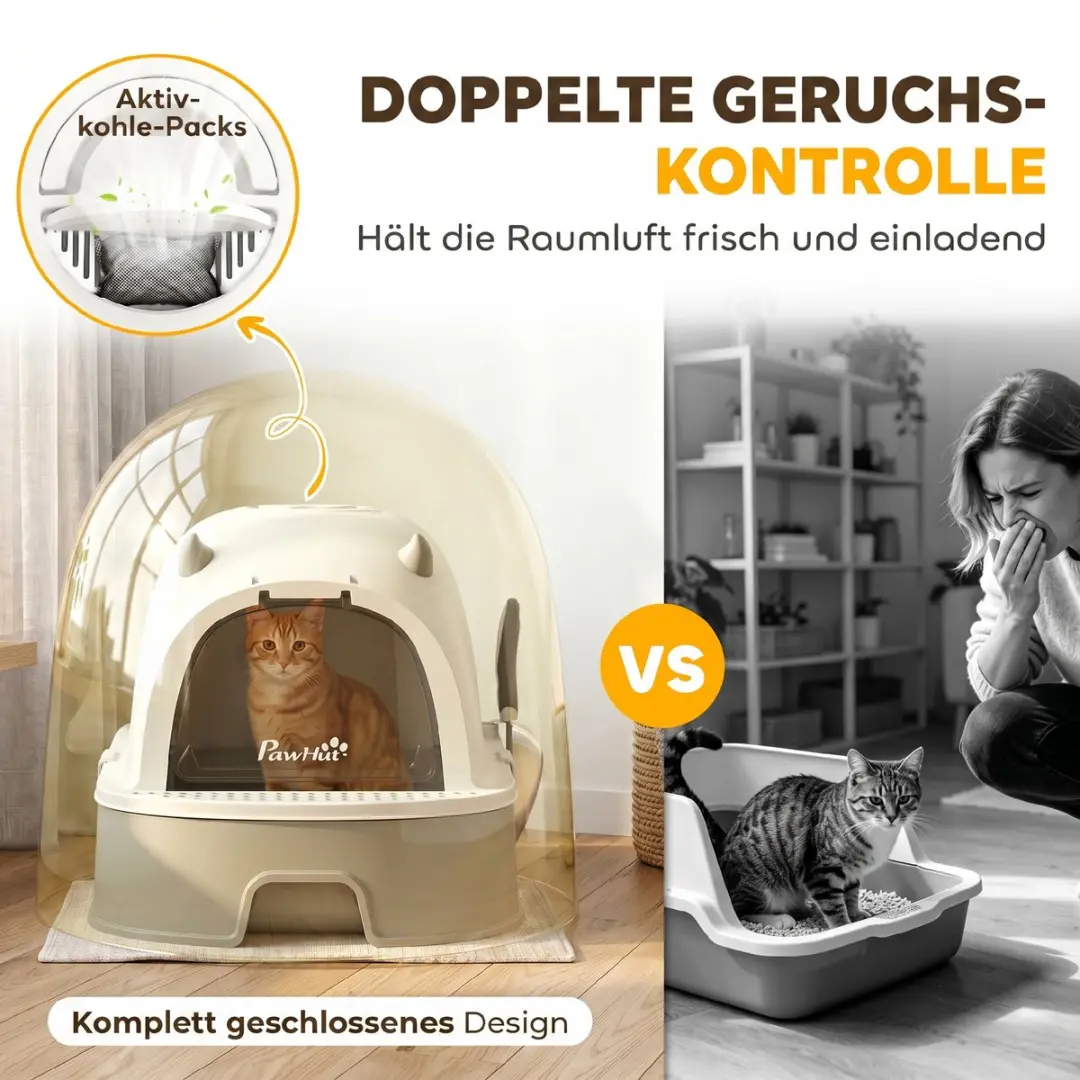 Pawhut Kattenbak Edelstalen Kunststof 52L x 42B x 39H cm - Grijs