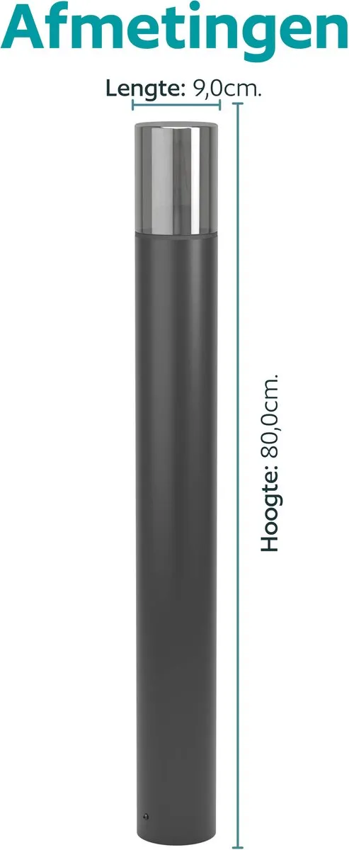 Eglo Cropani Staande Lamp Buiten E27 80cm - Zwart/Grijs/Transparant - afbeelding 6 van 6