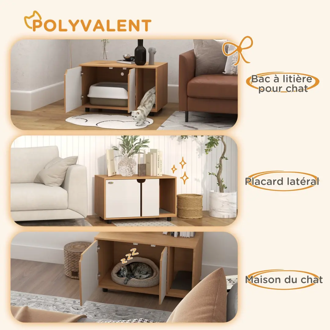 Pawhut Kattenbakmeubilair 80x48x48cm Eiken