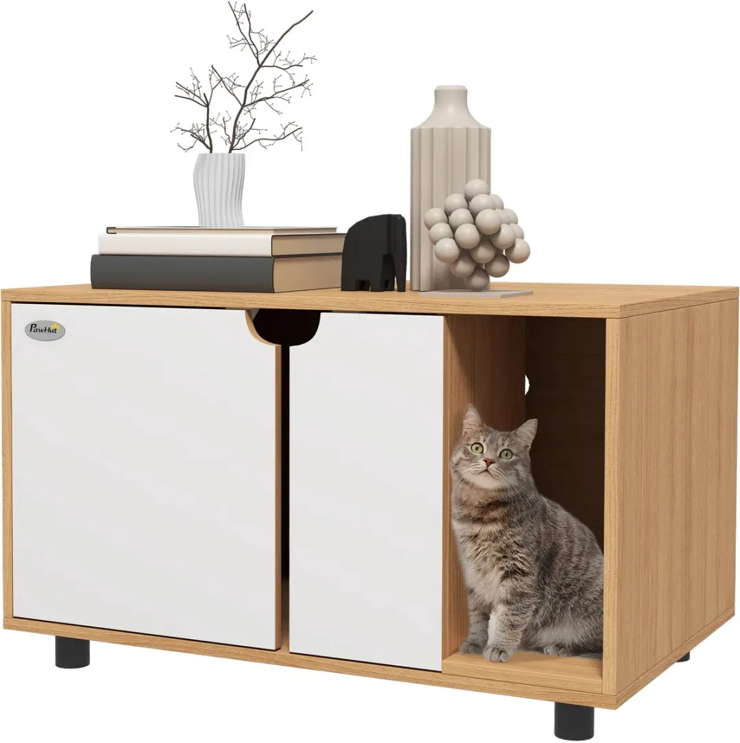 Pawhut Kattenbakmeubilair 80x48x48cm Eiken