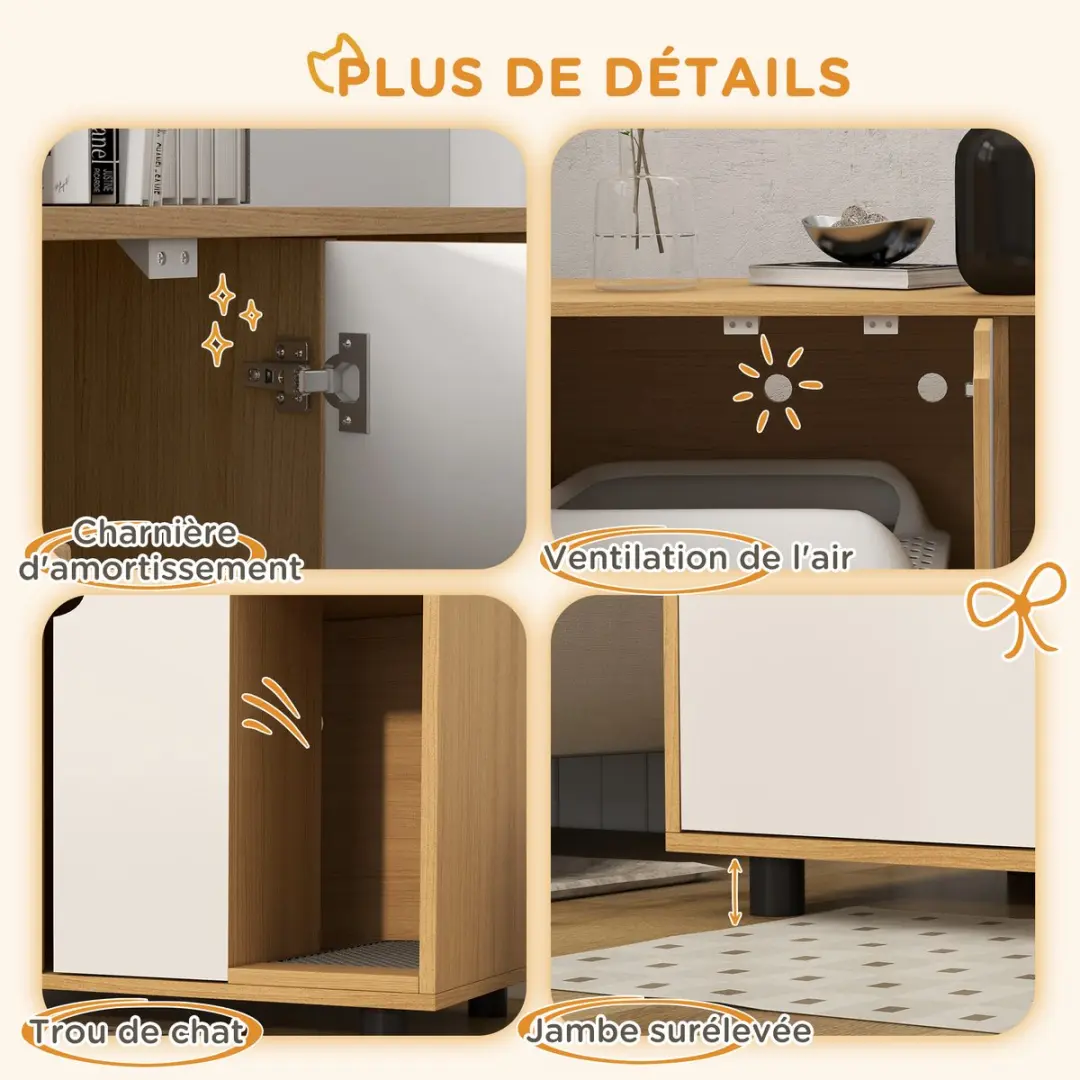 Pawhut Kattenbakmeubilair 80x48x48cm Eiken