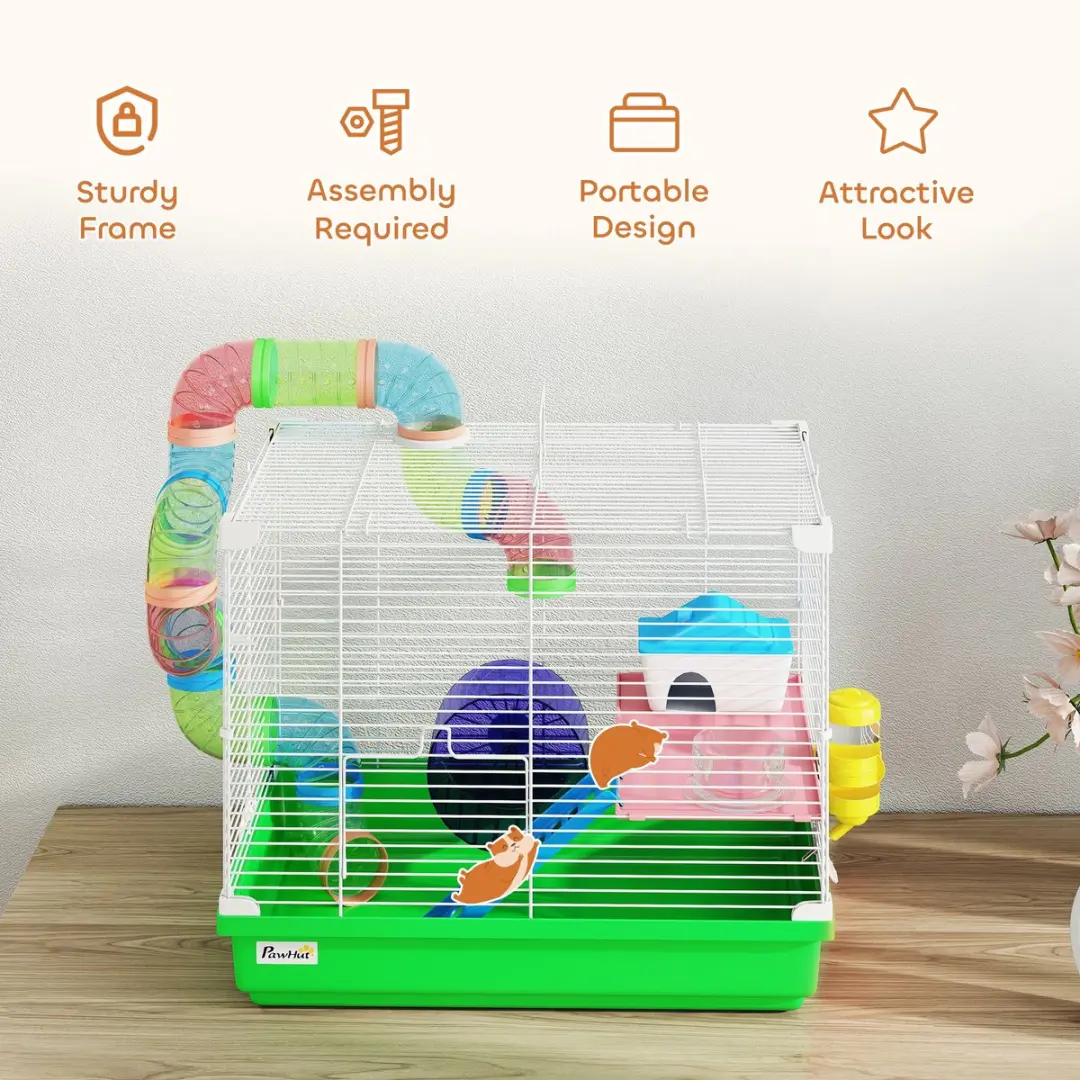 Pawhut Hamsterkooi Groen - 46x30x37cm