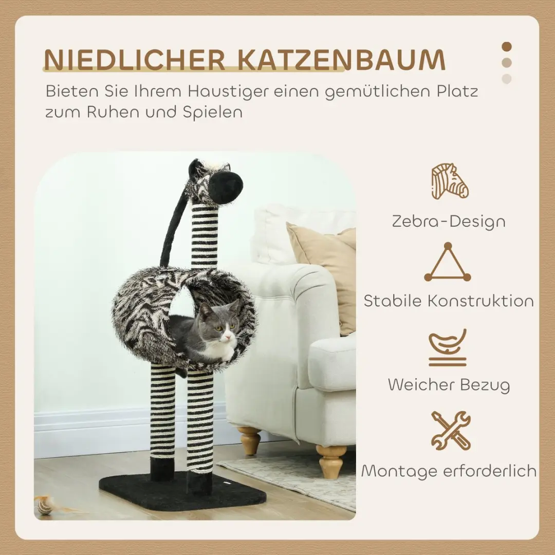 Pawhut Kratzbaum D30-538V00 - Krabpaal met tunnel - Zwart/wit
