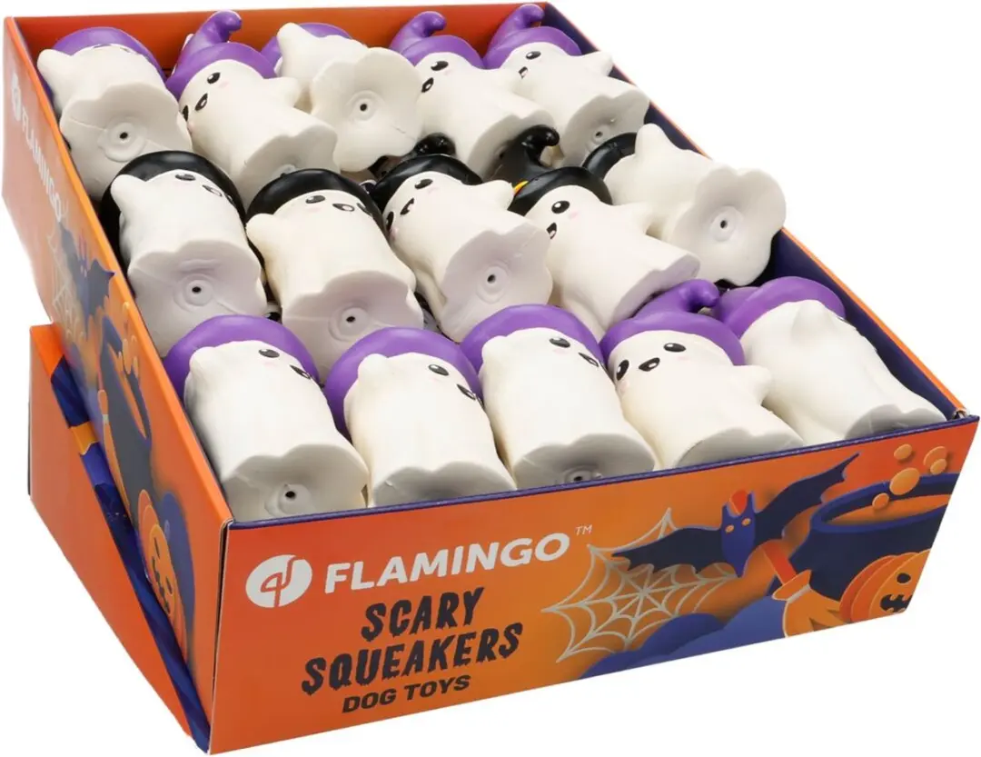 Flamingo Halloween Spookje Latex voor Hond - Wit