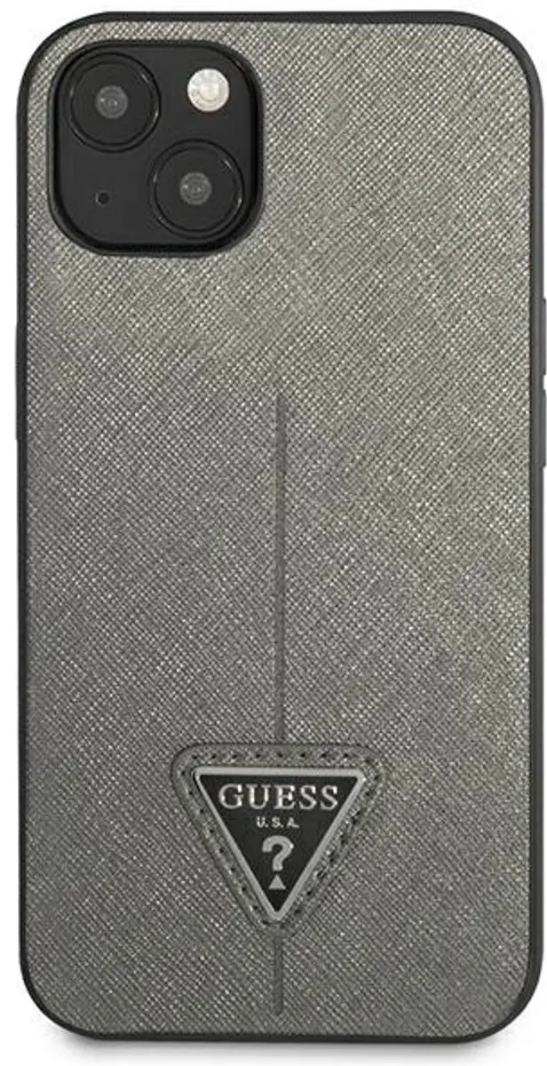 Guess Saffiano Hoesje iPhone 13 - Zilver