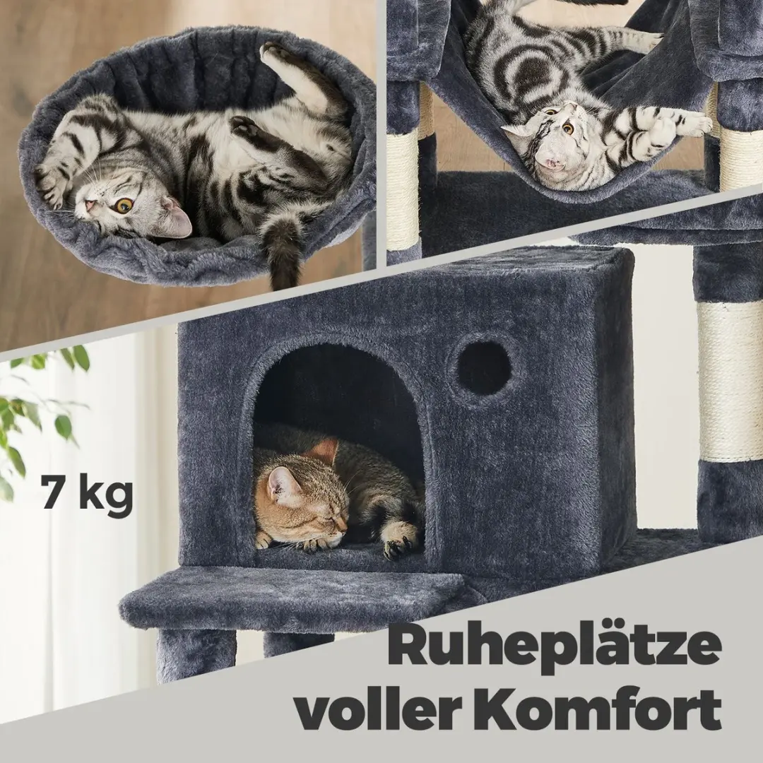 Songmics Krabpaal 206cm - 13 Krabpalen - Rookgrijs