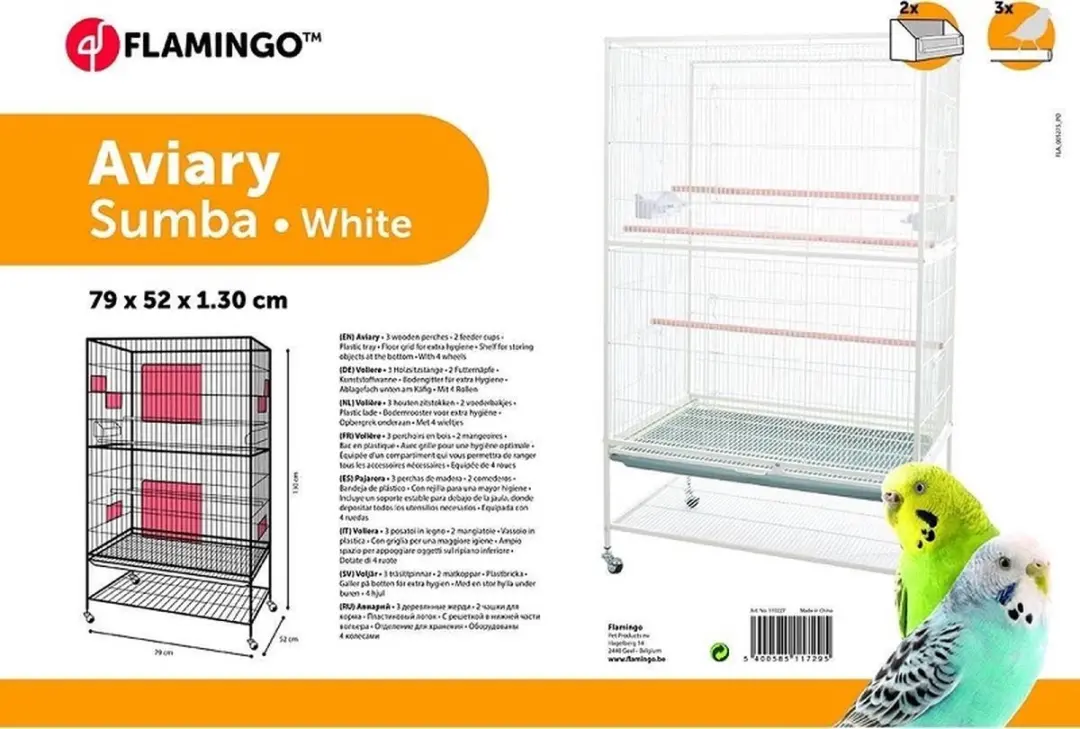 Flamingo Voliere Sumba - 79x52x130cm Wit