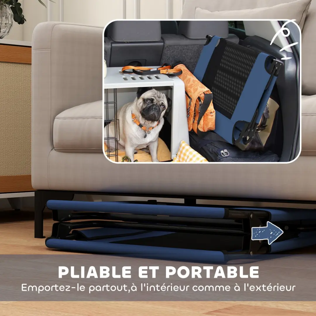 Pawhut Verhoogd Hondenbed 107x61x20cm - Blauw
