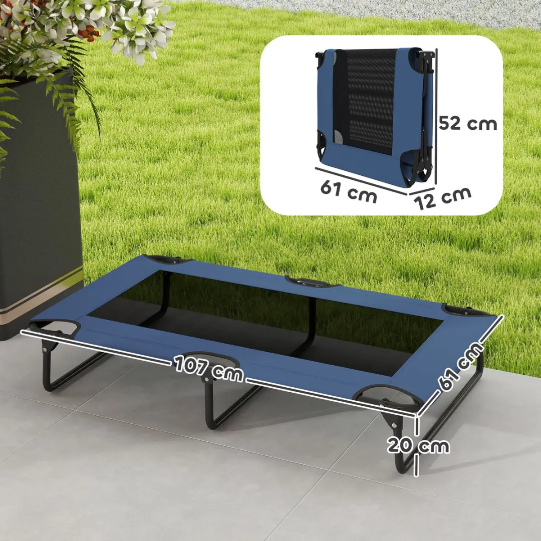 Pawhut Verhoogd Hondenbed 107x61x20cm - Blauw