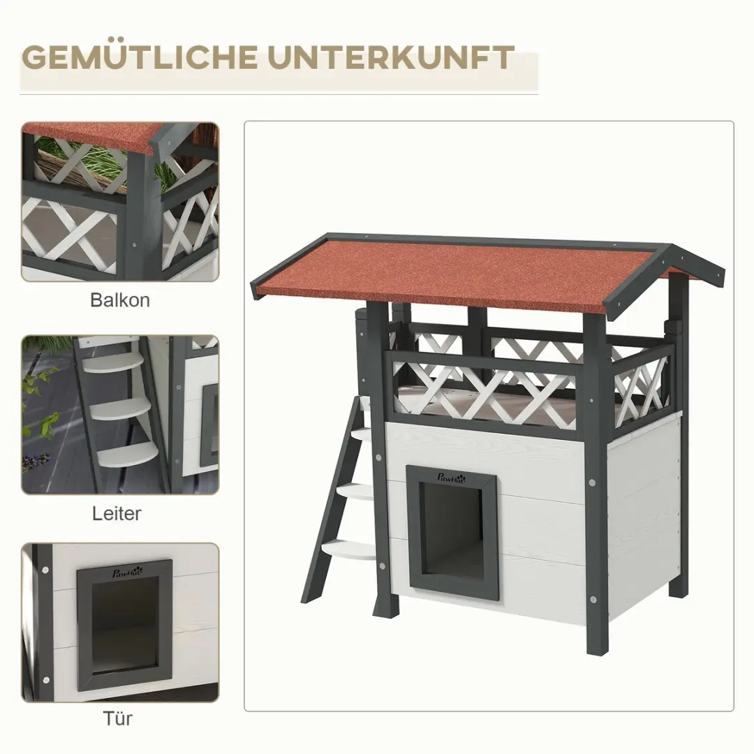 Pawhut Kattenhuis D30-076V02 met Trap - Buiten